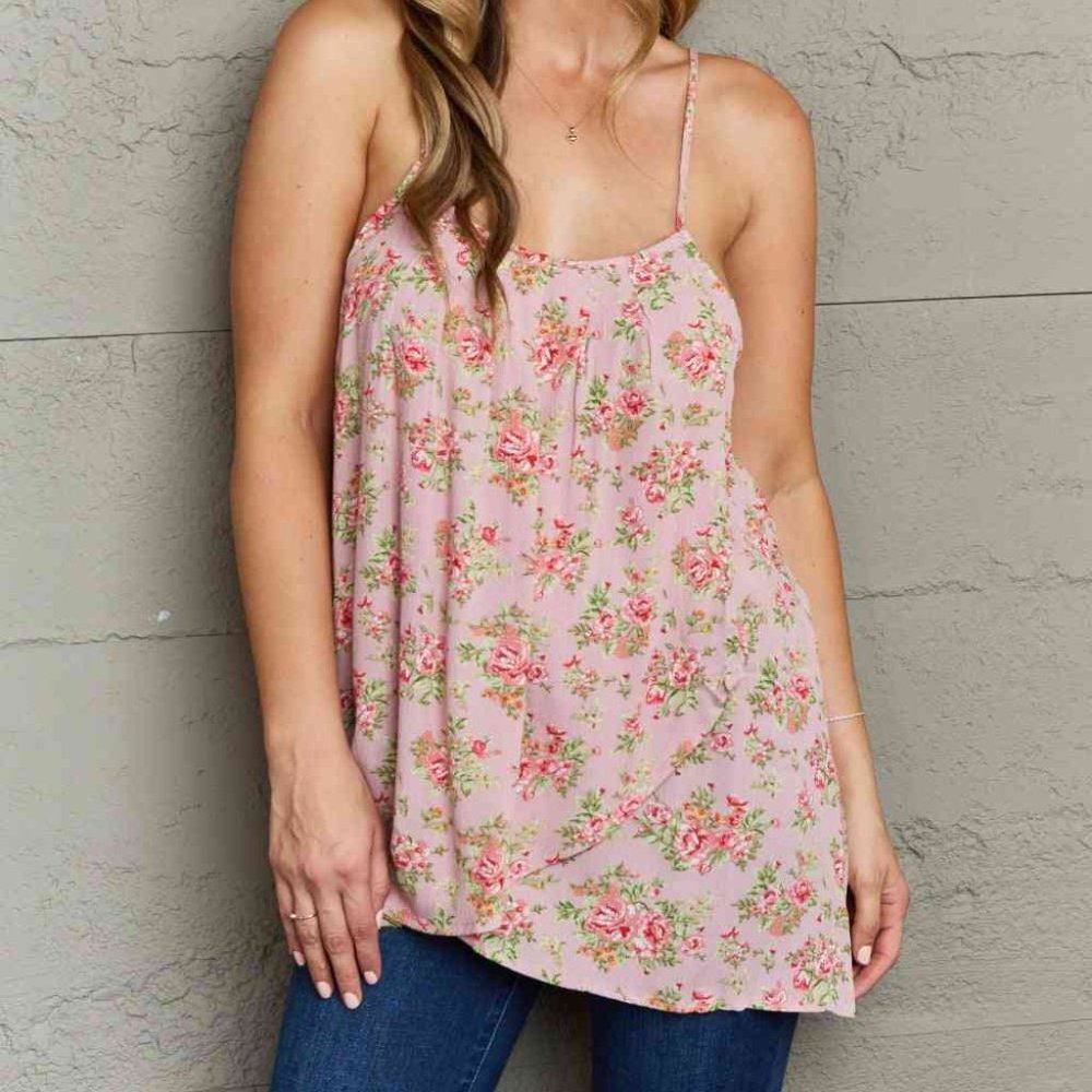 Floral Cami. Sleeveless. Spaghetti Strap.
